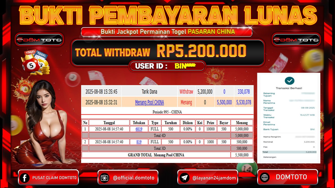 🔥🔥 JACKPOT TOGEL PASARAN CHINA 08 AGUSTUS 2025 🔥🔥 SELAMAT KEPADA PEMENANG ID : BINXXXX